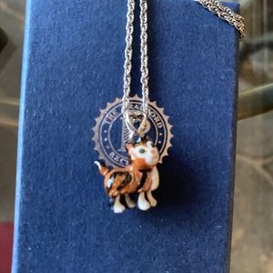 Calico cat diamond pendant necklace